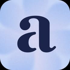 Navy lowercase a on a pale blue app icon